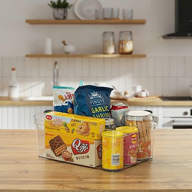 Basicwise Set of 3 Medium Clear Storage Container with Lid For Kitchen Pantry & Fridge Storage