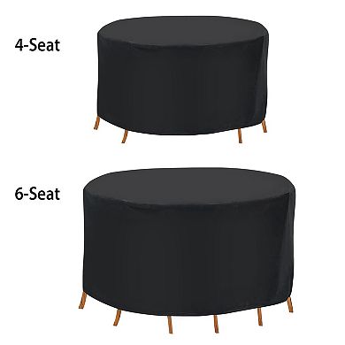 91x43in Circular Table Cover UV & Water Resistant Outdoor Furniture Protector for 6-Seat Set