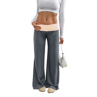Womens Wide Leg Pants Color Block Velvet Wide Leg Lounge Long Pants
