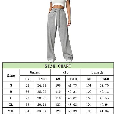 Womens Wide Leg Sweatpants High Waisted Lounge Sweat Pants Loose Drawstring Pant with Pocket