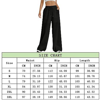 Womens Wide Leg Pants High Waisted Flowy Palazzo Lounge Boho Beach Pants with Pockets