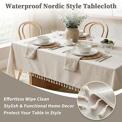 1Pcs Waterproof Table Cloth, Kitchen Dining Table Cover for Farmhouse Holiday Camping, 55.12"x35.43"