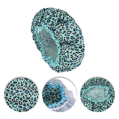 1 Pc Leopard Double Layer Shower Cap for Bathroom