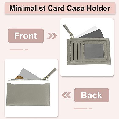 2pcs Small Credit Card Holder Slim PU Leather Wallet Minimalist Card Case Holder Purse with Zipper