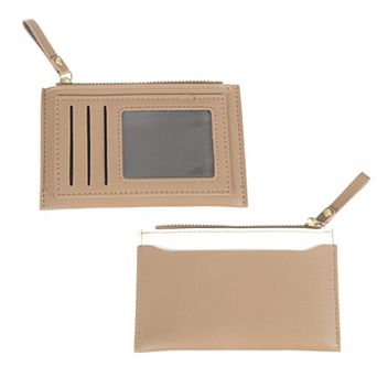 2 pc Small Credit Card Holder Slim PU Leather Wallet Minimalist Card Case Holder Purse with Zipper