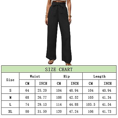 Womens Linen Palazzo Pants Boho Wide Leg Elastic High Waist Loungewear Beach Trousers with Pockets