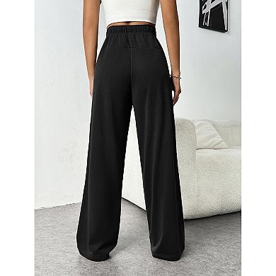 Womens Wide Leg Sweatpants High Waisted Lounge Sweat Pants Loose Drawstring Pant with Pocket