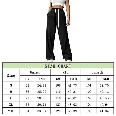 Womens Wide Leg Sweatpants High Waisted Lounge Sweat Pants Loose Drawstring Pant with Pocket