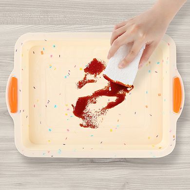 3Pcs Cake Pan Nonstick Silicone Baking Pan, Easy Release, Heat Resistant Sheet Pans for Baking Cakes