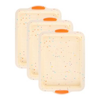 3 pc Cake Pan Nonstick Silicone Baking Pan, Easy Release, Heat Resistant Sheet Pans for Baking Cakes