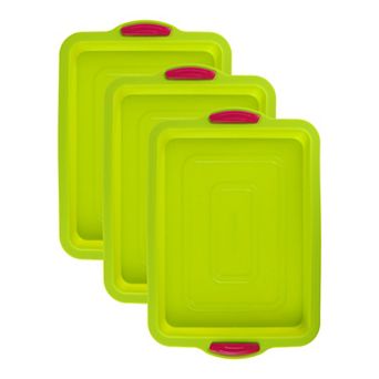 3 pc Cake Pan Nonstick Silicone Baking Pan, Easy Release, Heat Resistant Sheet Pans for Baking Cakes