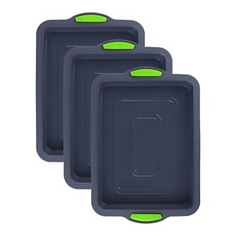 3 pc Cake Pan Nonstick Silicone Baking Pan, Easy Release, Heat Resistant Sheet Pans for Baking Cakes