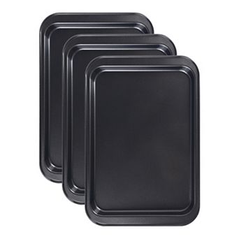 Baking Sheet Pan Set of 3, Rectangular Warp Resistant Nonstick Cake Pan, Large Thick Sheet Pans