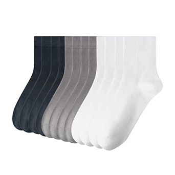 Men's 6-Pack Crew Socks Cotton Solid Color Athletic Casual