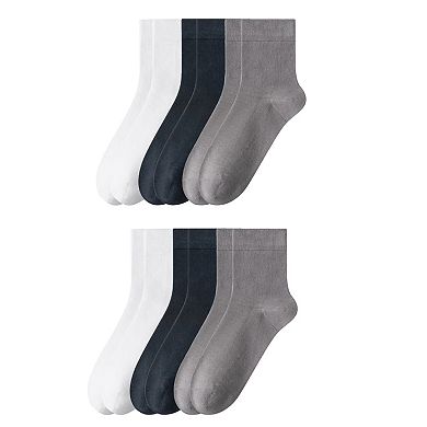 Men's 6-Pack Crew Socks Cotton Solid Color Athletic Casual