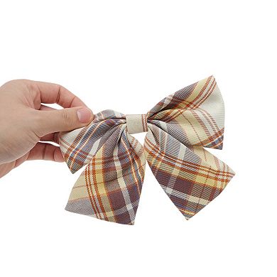 Simple Plaid Bow Hair Clips 1 Pc