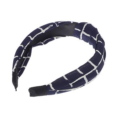 Grace Plaid Pattern Wide Cross Knot Headbands for Women 1 Pc