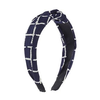 Grace Plaid Pattern Wide Cross Knot Headbands for Women 1 pc
