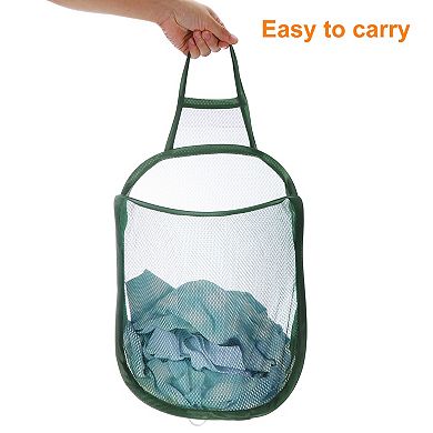 2Pcs Hanging Laundry Hamper Foldable Mesh Laundry Basket with Hook for Home Storage of Dirty Clothes