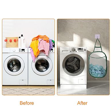 2Pcs Hanging Laundry Hamper Foldable Mesh Laundry Basket with Hook for Home Storage of Dirty Clothes