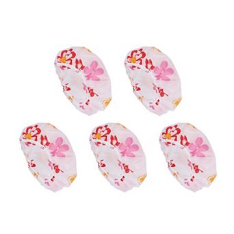 5 pc Floral Single Layer Shower Cap for Bathroom