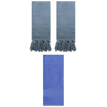 3 pc Solid Textured Pattern Hand Towels and Cotton Turkish Hand Towels for Bathroom, 14"x30"&13"x30"