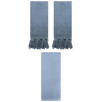 3 pc Solid Waffle Soft Hand Towels and Decorative Turkish Hand Towels for Bathroom, 14"x30"&13"x30"