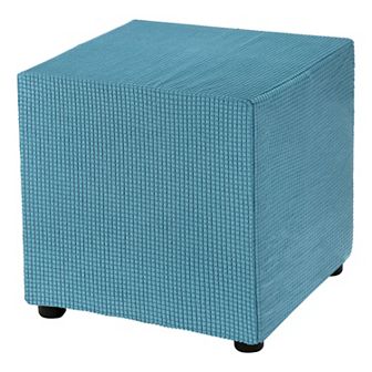 1 pc Square Sofa Cover 18x18x18inch Stretch Polyester Washable Stool Slipcovers Elastic Protector