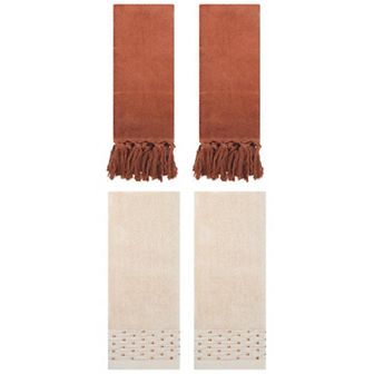 4 pc Decorative Turkish Hand Towels and Cotton Embroidery Pattern Hand Towels Set, 14"x30"