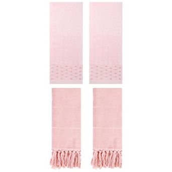 4 pc Decorative Turkish Hand Towels and Cotton Embroidery Pattern Hand Towels Set, 14"x30"