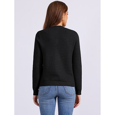Knitted Cardigan for Women Crew Neck Button Down Long Sleeves Sweaters Outwear