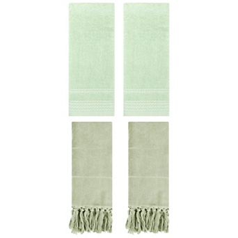 4 pc Comfort Decorative Turkish Hand Towels and Quick Drying Striped Pattern Hand Towel Set, 14"x30"
