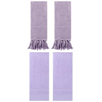 4 pc Comfort Decorative Turkish Hand Towels and Quick Drying Striped Pattern Hand Towel Set, 14"x30"