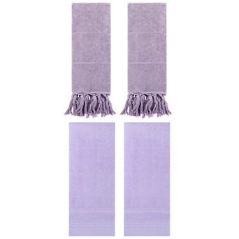 4 pc Comfort Decorative Turkish Hand Towels and Quick Drying Striped Pattern Hand Towel Set, 14"x30"
