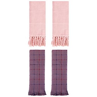 4 pc Turkish Hand Towel Set Cotton Absorbent Soft Farmhouse Decorative Towels, 14"x30"&13"x29"