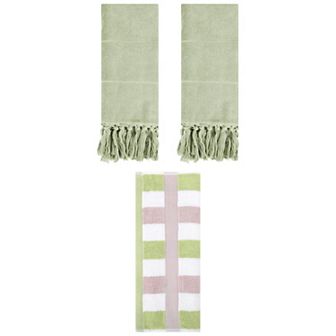 3 pc Striped Cotton Soft Decorative Towels and Absorbent Cotton Bath Towels Set, 14"x30"&13"x29"