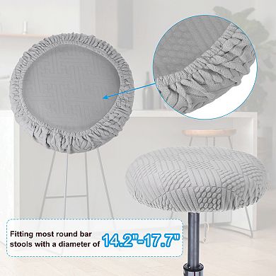 2Pcs Round Elastic Washable Cushion Slipcover, Stretchy Bar Seat Cover for 14"-18" Chair