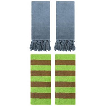 4 pc Striped Absorbent Soft Towels and Decorative Turkish Hand Towels Set for Bathroom, 14"x30"