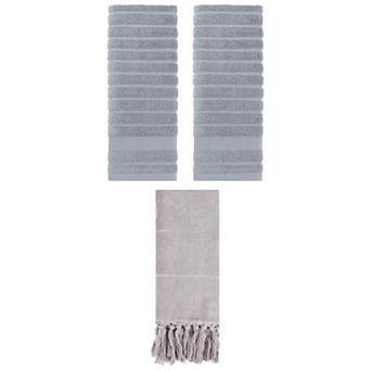 3 pc Striped Pattern Decorative Comfort Towel and Cotton Turkish Hand Towels Set, 14"x30"