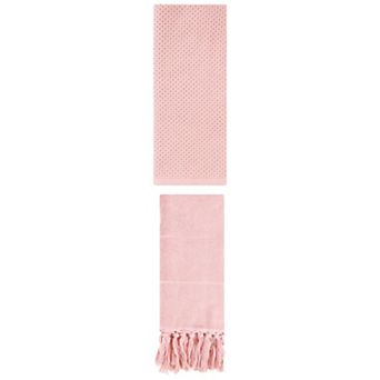 2 pc Solid Waffle Soft Hand Towels and Cotton Turkish Hand Towels for Bathroom, 14"x30"&13"x30"