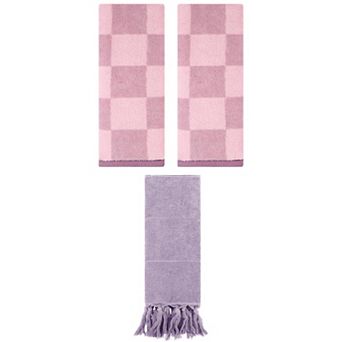 3 pc Decorative Turkish Hand Towels and Bathroom Checkered Cotton Face Towels, 14"x30"&14"x28"