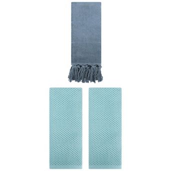 3 pc Solid Waffle Soft Hand Towels and Cotton Turkish Hand Towels for Bathroom, 14"x30"&13"x30"