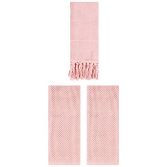 3 pc Solid Waffle Soft Hand Towels and Cotton Turkish Hand Towels for Bathroom, 14"x30"&13"x30"