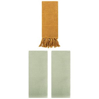 3 pc Solid Waffle Soft Hand Towels and Cotton Turkish Hand Towels for Bathroom, 14"x30"&13"x30"