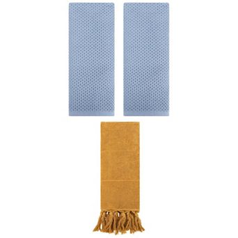 3 pc Solid Waffle Soft Hand Towels and Cotton Turkish Hand Towels for Bathroom, 14"x30"&13"x30"
