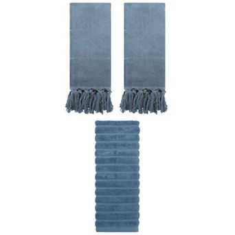 3 pc Striped Pattern Decorative Comfort Towel and Soft Turkish Hand Towels Set, 14"x30"