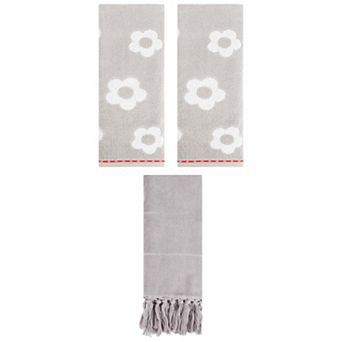 3 pc Cotton Decorative Turkish Hand Towels and Absorbent Soft Floral Pattern Hand Towels, 14"x30"
