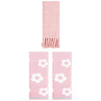 3 pc Cotton Decorative Turkish Hand Towels and Absorbent Soft Floral Pattern Hand Towels, 14"x30"