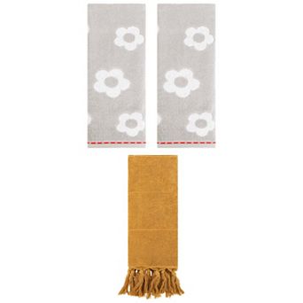3 pc Cotton Decorative Turkish Hand Towels and Absorbent Soft Floral Pattern Hand Towels, 14"x30"