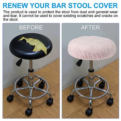 2Pcs Round Elastic Washable Cushion Slipcover, Stretchy Bar Seat Cover for 11"-14" Chair